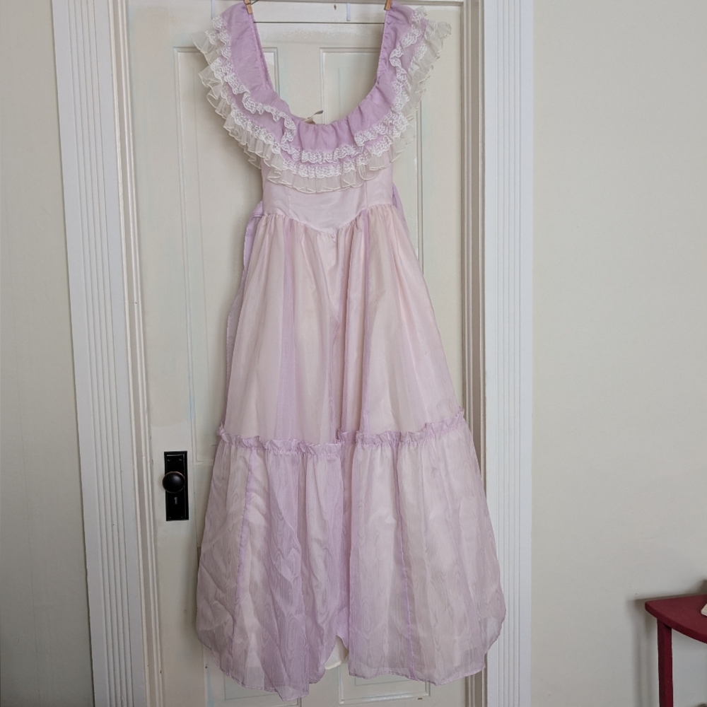 Vintage Gunne Sax Dress 9 Lavender Lace Renaissance Prairie Bridgerton Prom Gown